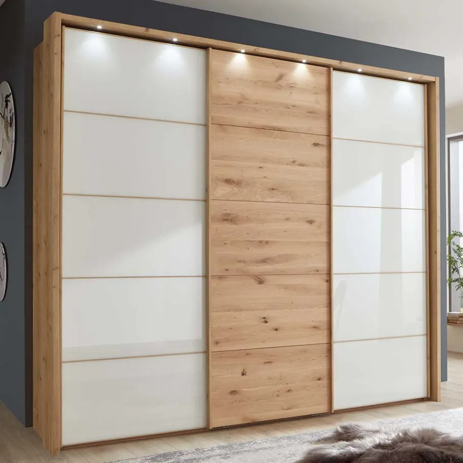 Sale Wohnen Schiebetürschrank in Weiß Glas - Crucav