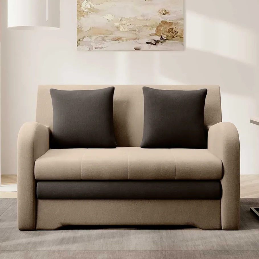 New Wohnen Schlafcouch in Beige und Dunkelbraun - Calming
