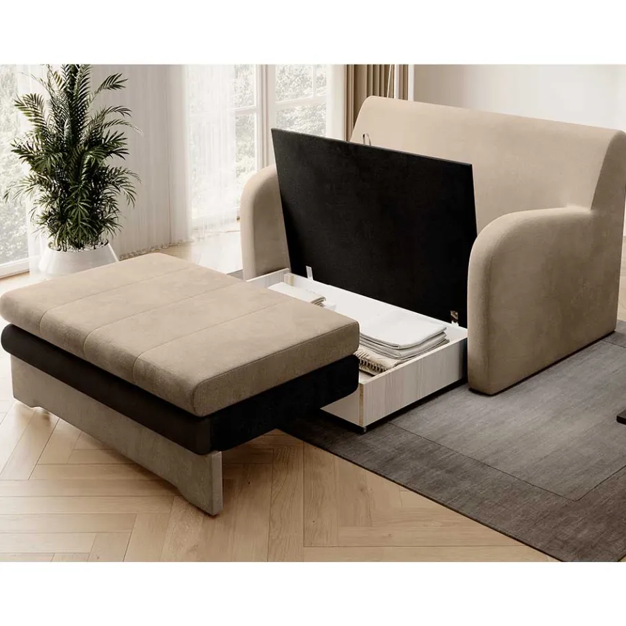 New Wohnen Schlafcouch in Beige und Dunkelbraun - Calming