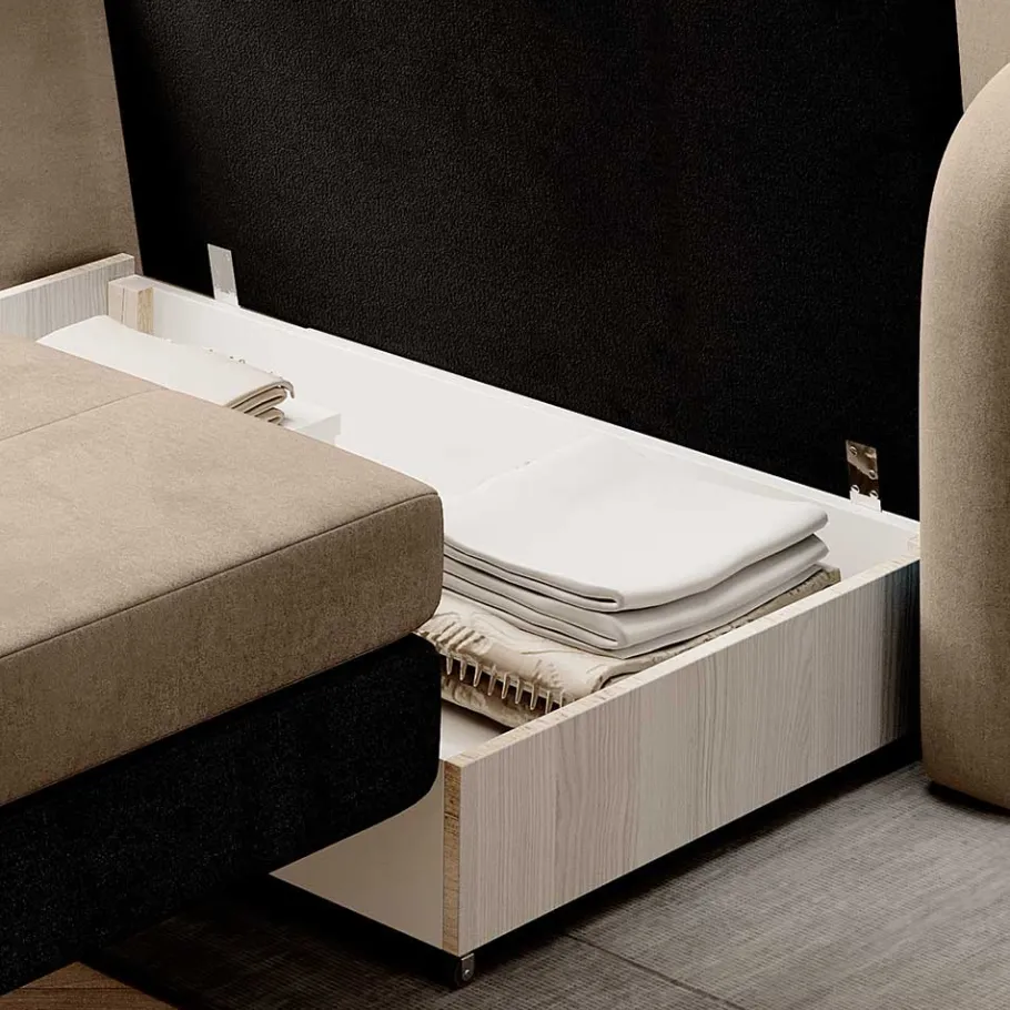 New Wohnen Schlafcouch in Beige und Dunkelbraun - Calming