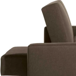 Outlet Wohnen Schlafcouch mit Hocker in Beigegrau mit Chrom - Defelira (zweiteilig)