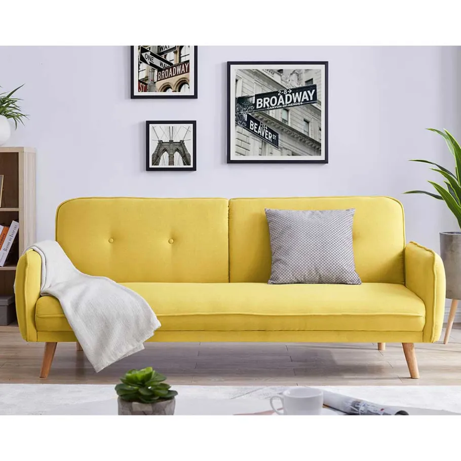 Online Wohnen Schlafsofa in Gelb Strukturstoff - Puneca