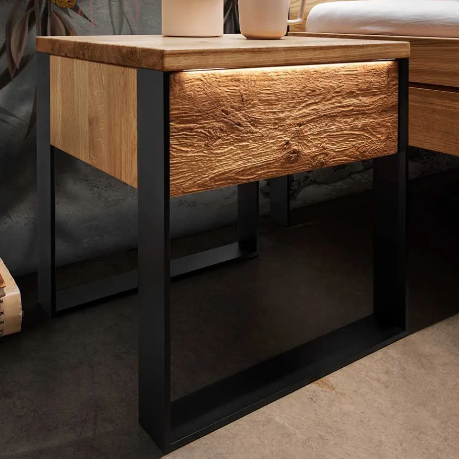 Wohnen Schlafzimmer aus Wildeiche & Metall - Claas (vierteilig)