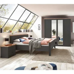 Hot Wohnen Schlafzimmer Bettanlage und Schrank Set - Zenuvra (vierteilig)