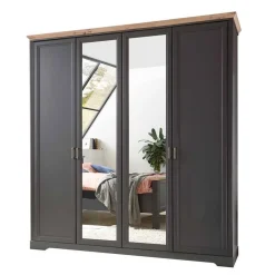 Hot Wohnen Schlafzimmer Bettanlage und Schrank Set - Zenuvra (vierteilig)