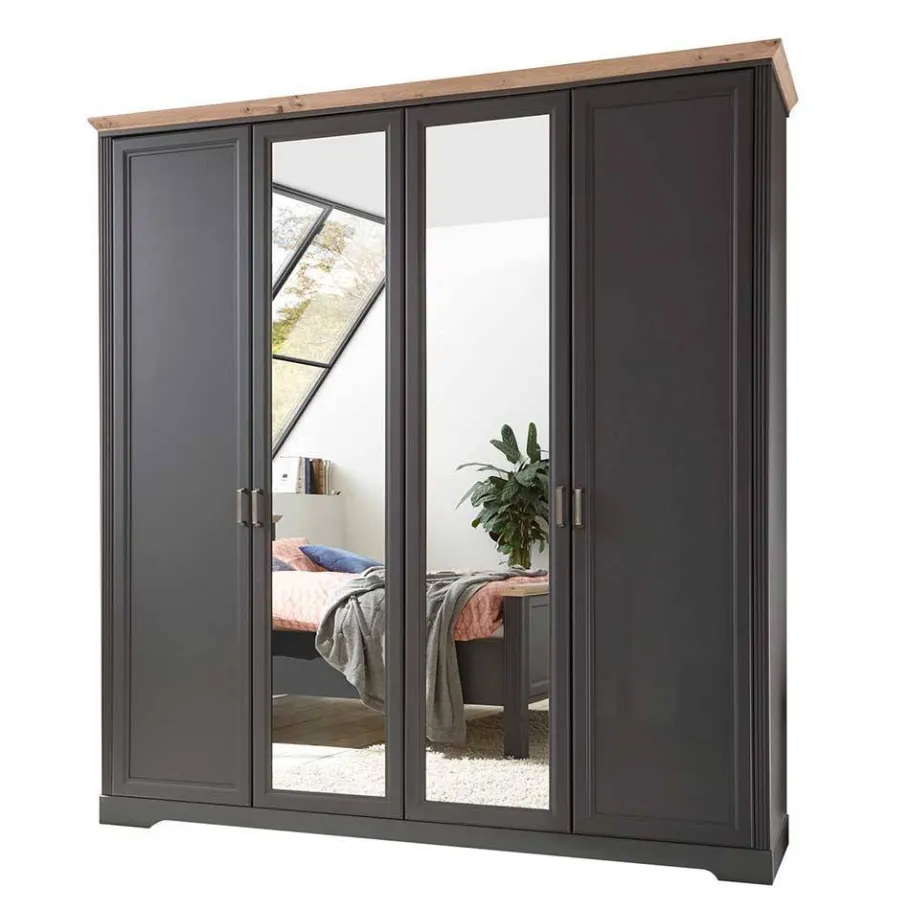 Hot Wohnen Schlafzimmer Bettanlage und Schrank Set - Zenuvra (vierteilig)