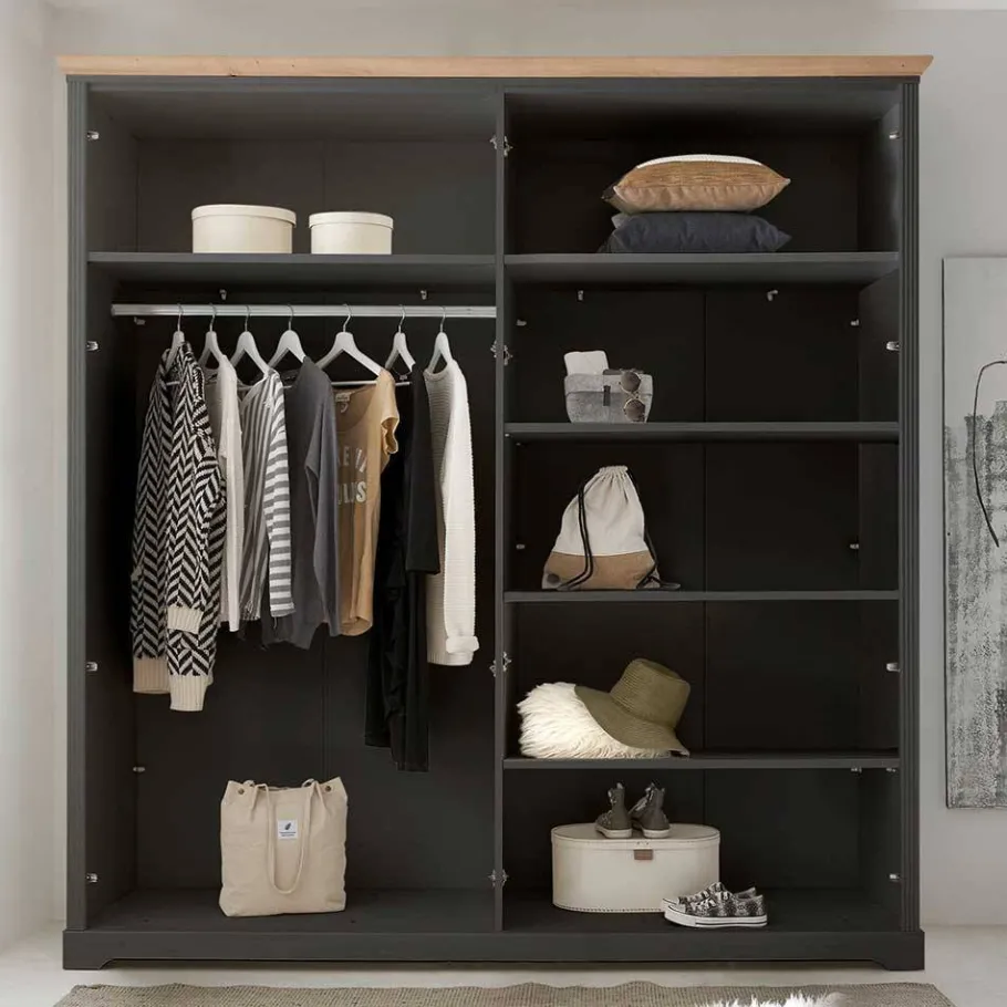 Hot Wohnen Schlafzimmer Bettanlage und Schrank Set - Zenuvra (vierteilig)