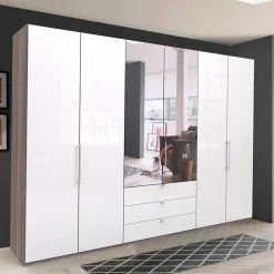 Discount Wohnen Schlafzimmer Falttüren-Schrank mit Spiegel - Empresian