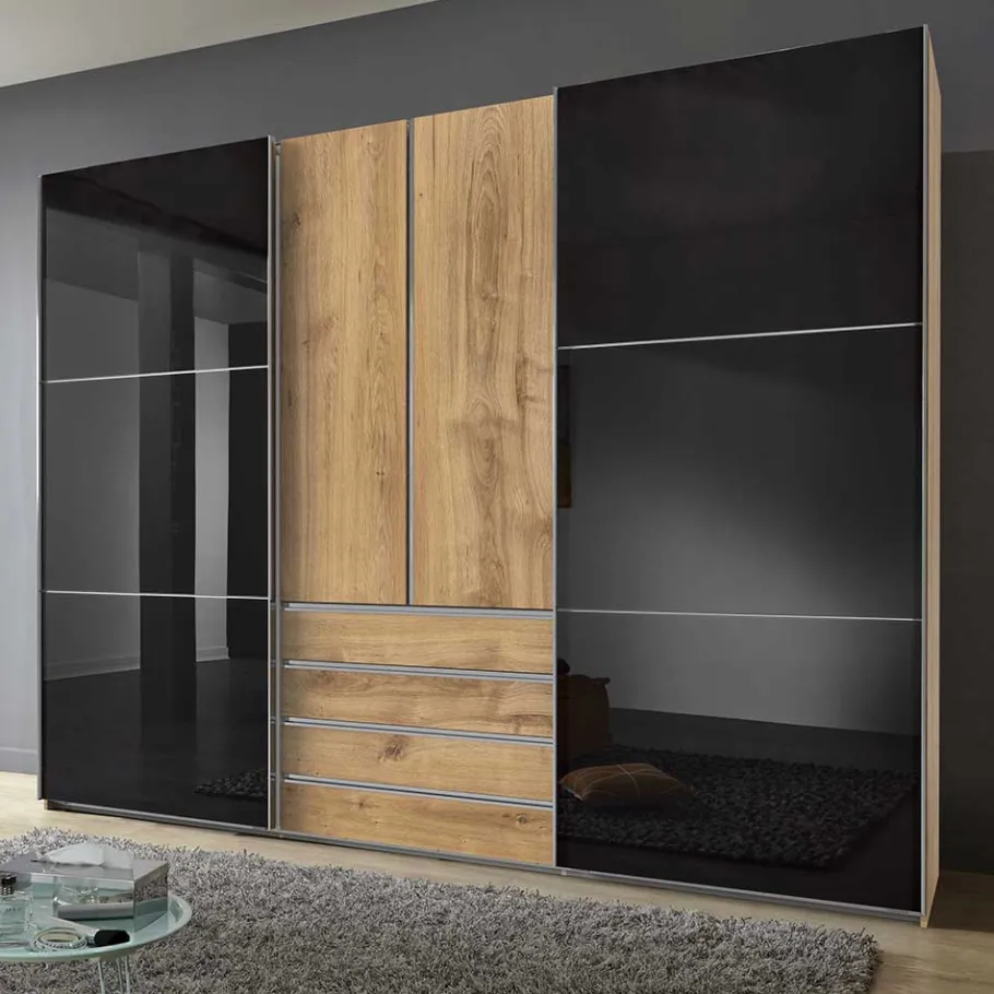 Sale Wohnen Schlafzimmer Kleiderschrank in Dunkelgrau Glas - Hectos