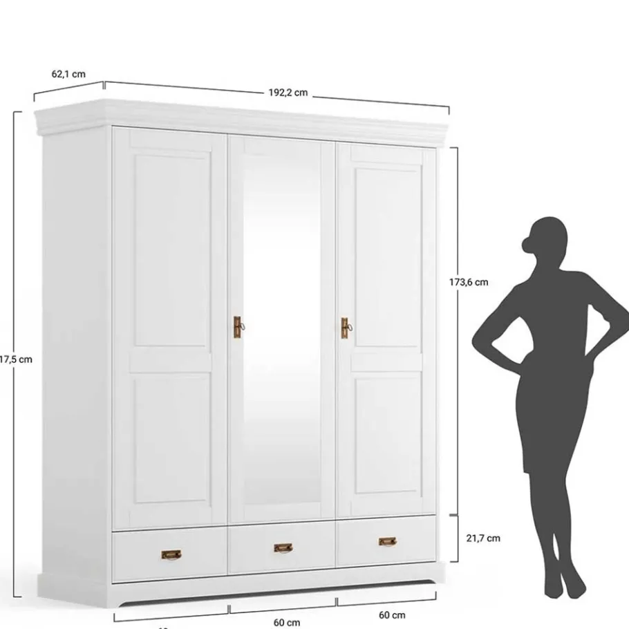 New Wohnen Schlafzimmer Kombischrank in Weiß - Presto