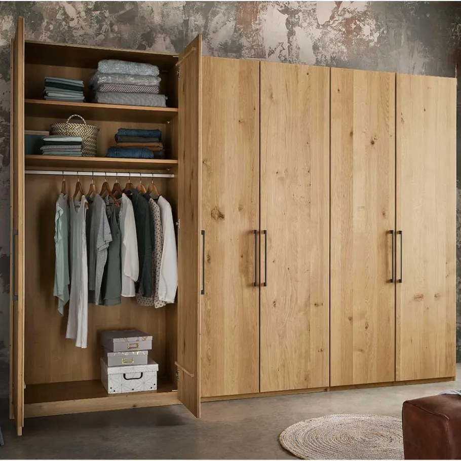 Hot Wohnen Schlafzimmer Möbel-Set in Wildeiche Bianco - Siestago (vierteilig)