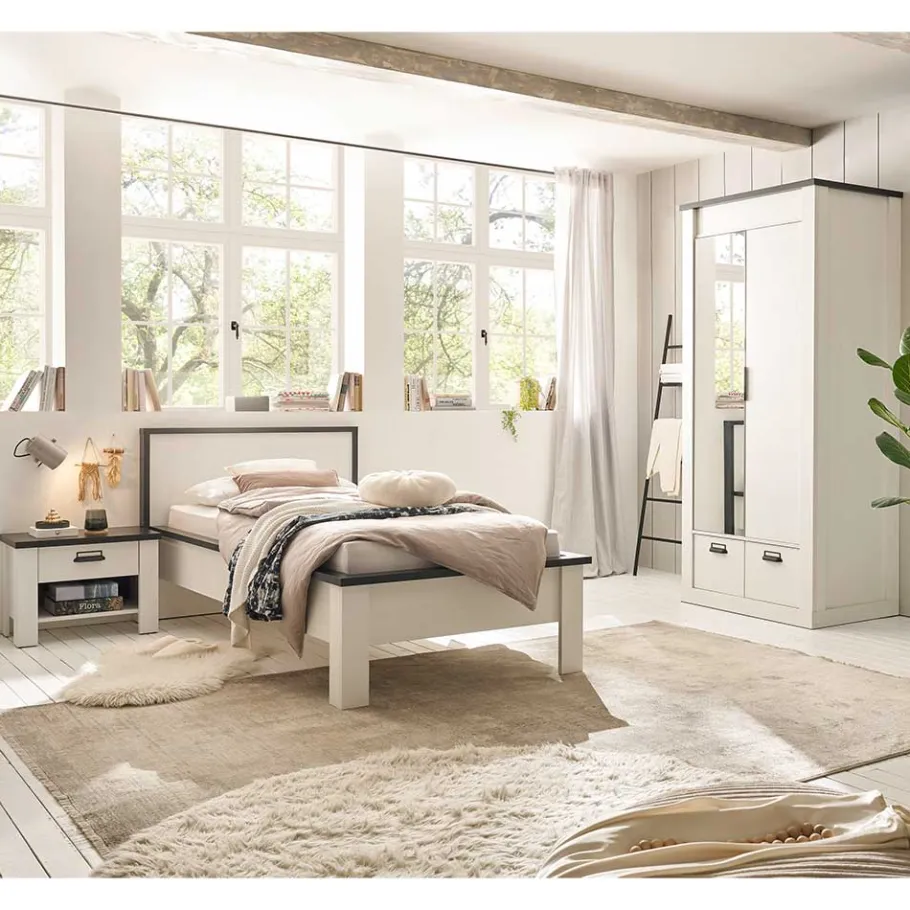 Discount Wohnen Schlafzimmer Set mit Einzelbett - Tramos (dreiteilig)