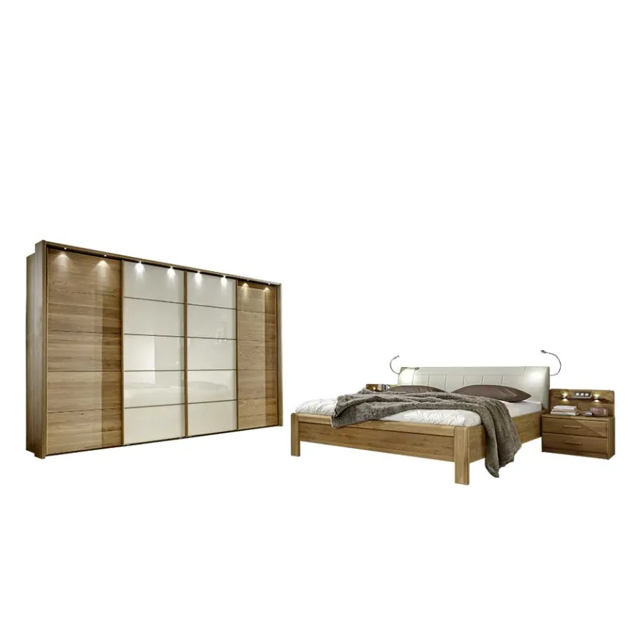 Best Wohnen Schlafzimmer Set Waruna mit Eiche Massivholz (vierteilig)
