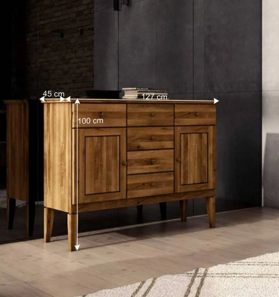Outlet Wohnen Schlafzimmer Sideboard Masdamos aus Wildeiche Massivholz