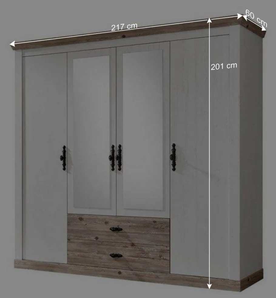 Outlet Wohnen Schlafzimmermöbel mit Bett 140x200 - Nedita (vierteilig)