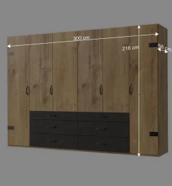 Online Wohnen Schlafzimmerschrank mit sechs Schubladen & Türen - Bram