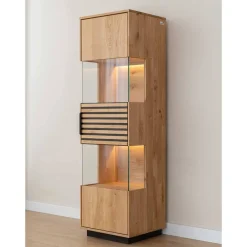 Clearance Wohnen Schmale Massivholz Vitrine mit LED Beleuchtung - Eribella