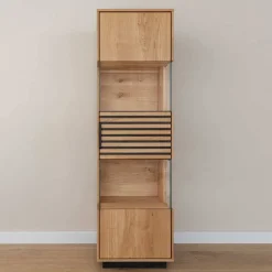 Clearance Wohnen Schmale Massivholz Vitrine mit LED Beleuchtung - Eribella