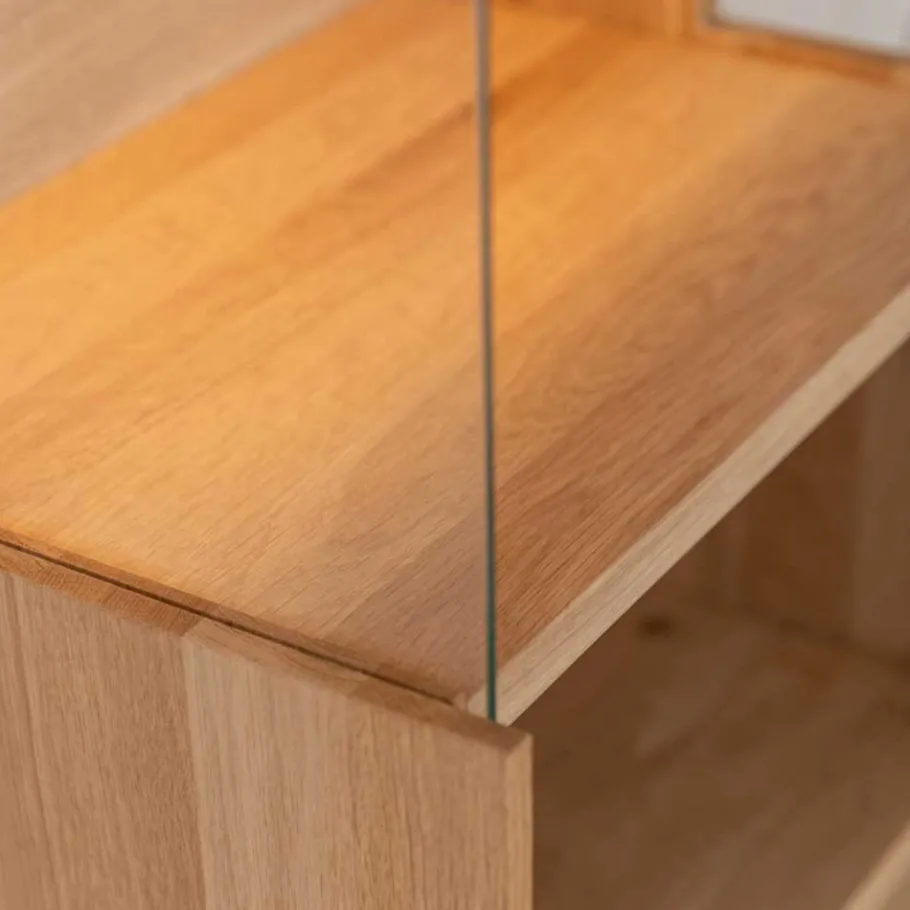 Clearance Wohnen Schmale Massivholz Vitrine mit LED Beleuchtung - Eribella