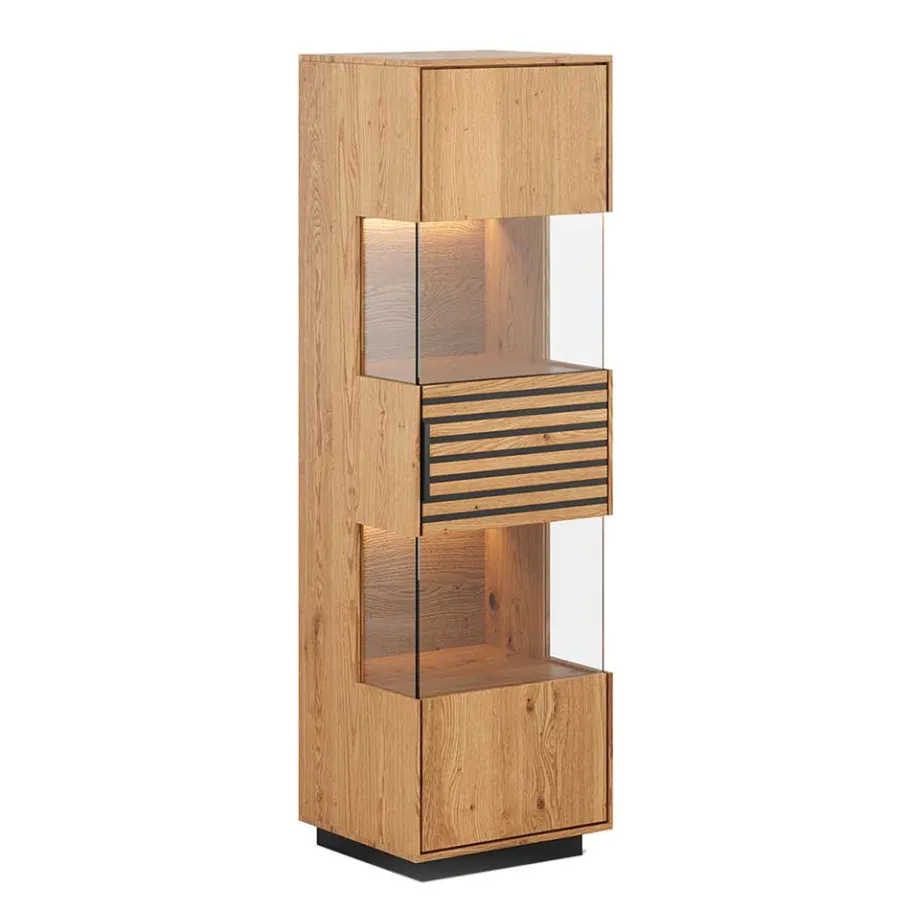Clearance Wohnen Schmale Massivholz Vitrine mit LED Beleuchtung - Eribella