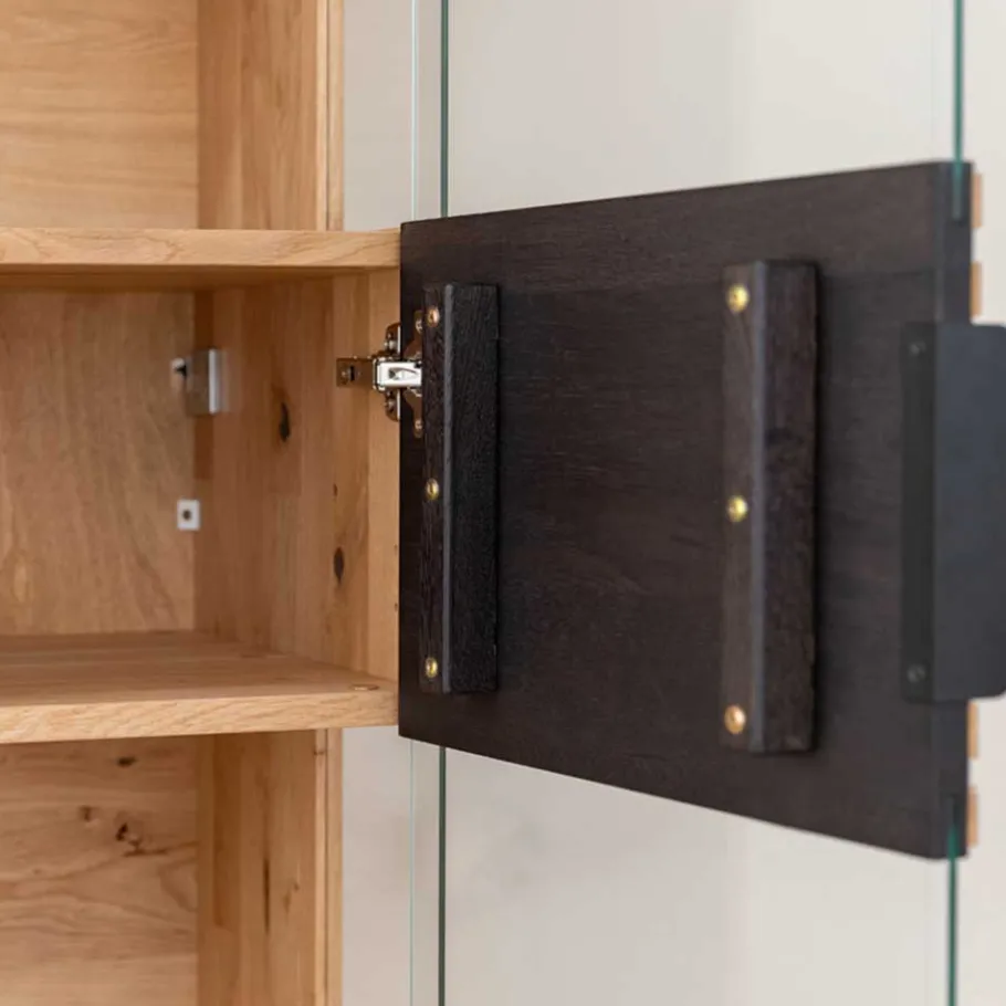 Clearance Wohnen Schmale Massivholz Vitrine mit LED Beleuchtung - Eribella