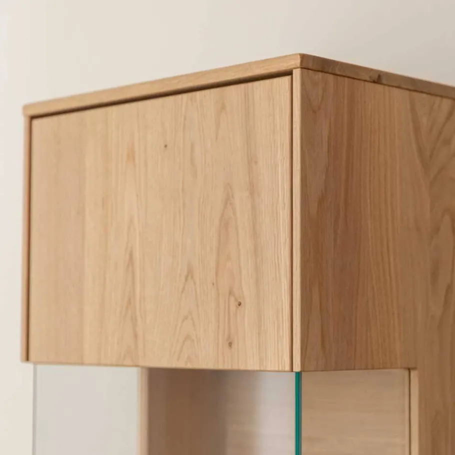 Clearance Wohnen Schmale Massivholz Vitrine mit LED Beleuchtung - Eribella