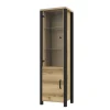 Best Wohnen Schmale Schrank Vitrine in Eiche NB & Schwarz - Kanellas