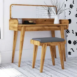 Clearance Wohnen Schminktisch & Hocker - moderner Retro Style - Hardus (zweiteilig)