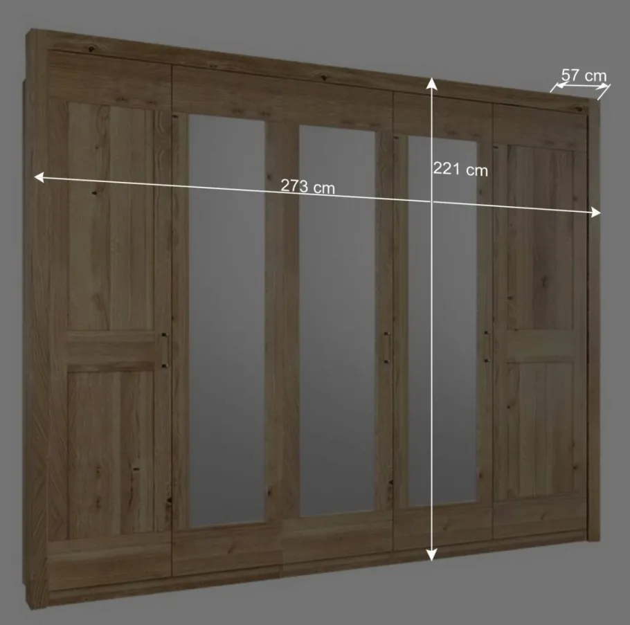 Clearance Wohnen Schrank fürs Schlafzimmer 5-türig - 3 Spiegel - Zamron