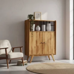 Clearance Wohnen Schrank im Mid Century Stil aus Wildeiche Holz - Hardus