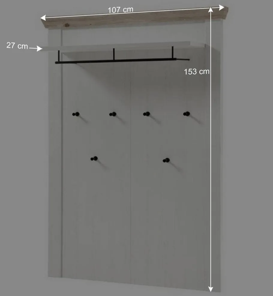 Outlet Wohnen Schrank mit Spiegeltür & Garderobe - Nedita (dreiteilig)