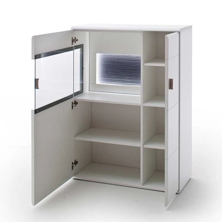 Wohnen Schrankwand Wohnzimmer in Weiß - Hazime (vierteilig)