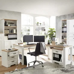 Clearance Wohnen Schreibtisch & Rollcontainer Set - Mehady (dreiteilig)