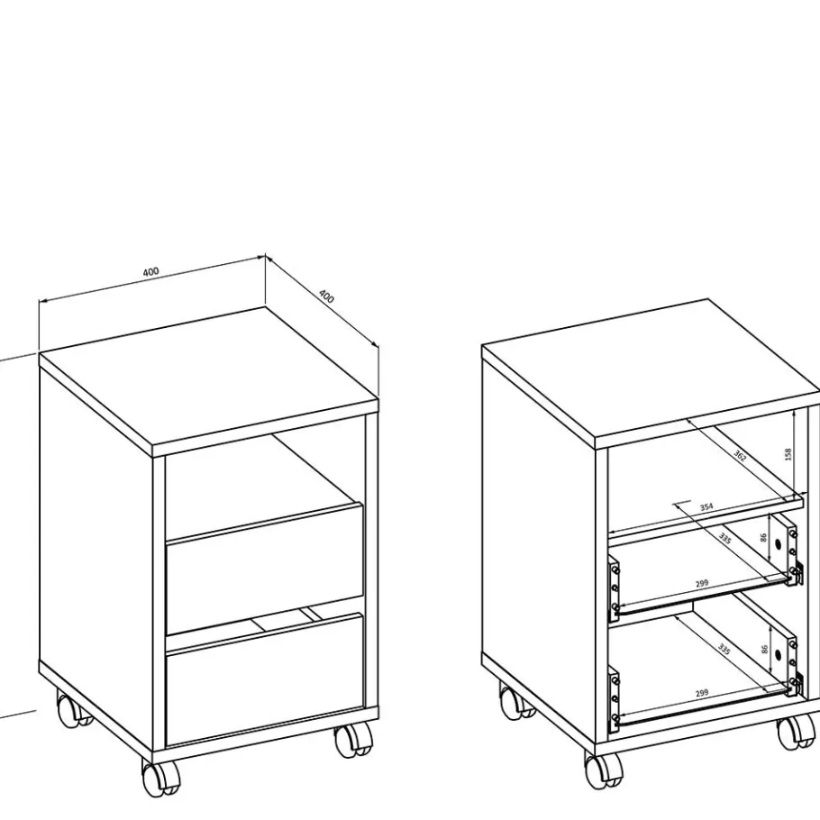 Clearance Wohnen Schreibtisch & Rollcontainer Kombination - Guven (zweiteilig)
