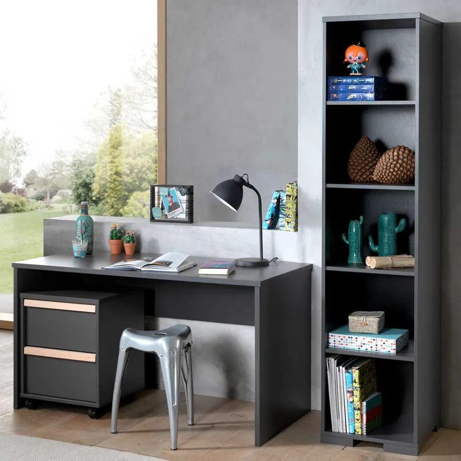 Best Wohnen Schreibtisch & Rollcontainer & Regal - Navlius (dreiteilig)