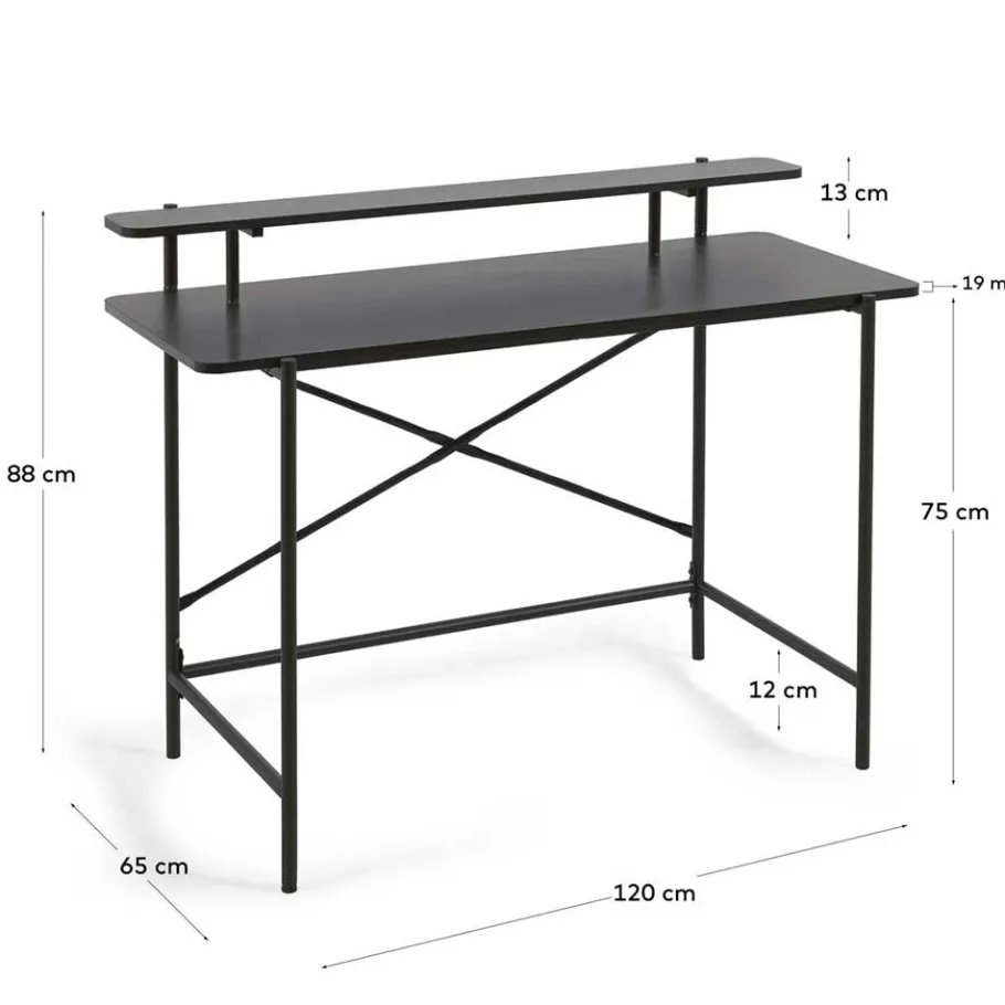 Outlet Wohnen Schreibtisch aus Metall in Schwarz - Andjes