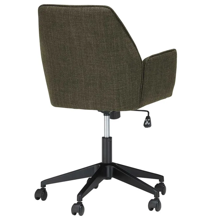 Clearance Wohnen Schreibtisch Drehstuhl aus Strukturstoff Oliv Grün - Alexandro