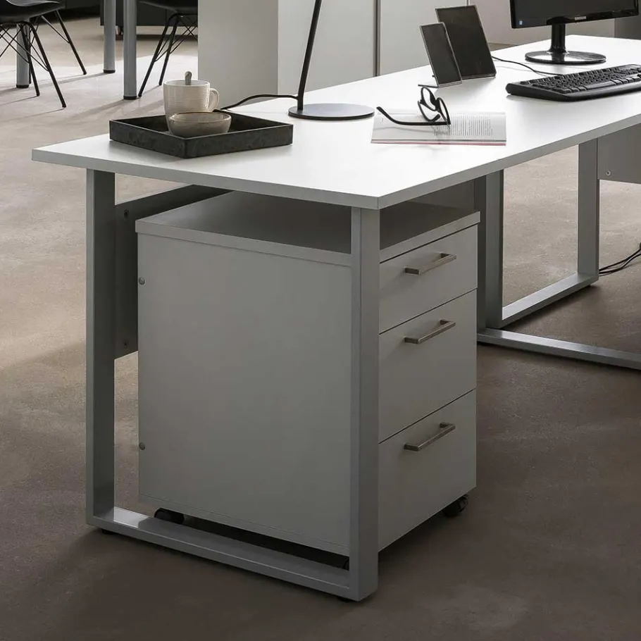 Sale Wohnen Schreibtisch Rollcontainer in Lichtgrau 41x60x50 - Bowsla
