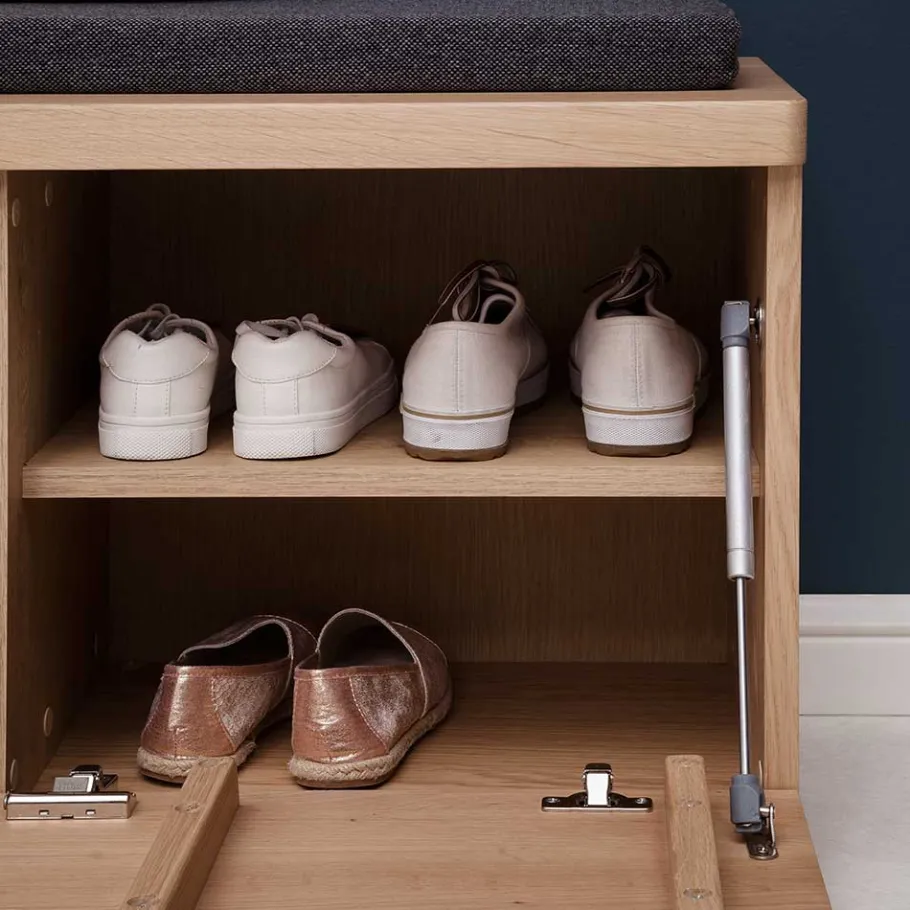 New Wohnen Schuhbank in Eiche Bianco & Grau - Arkadiuz