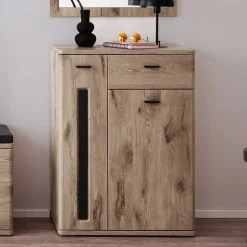 Hot Wohnen Schuhschrank in Wildeiche Optik & Grau - Baiamare