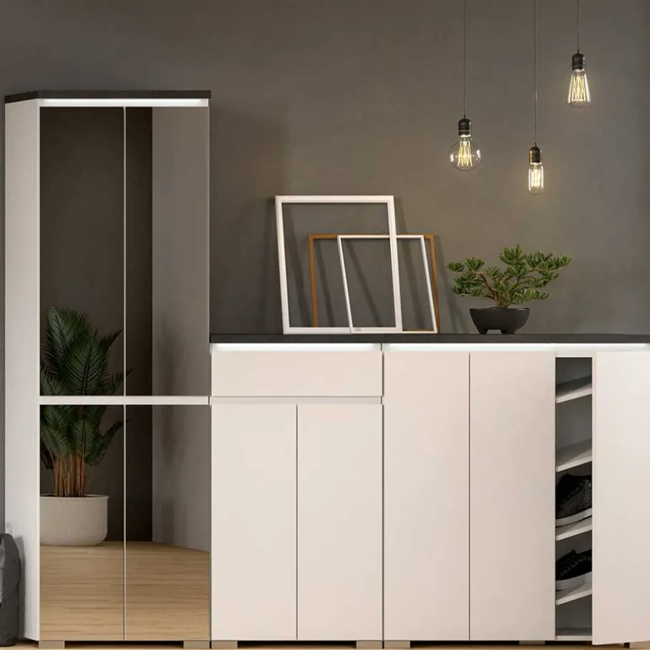 Outlet Wohnen Schuhschrank mit vier Spiegeltüren - Suad