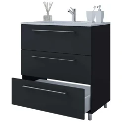 New Wohnen Schwarze Badezimmermöbel mit Weiß - Gloriella (dreiteilig)