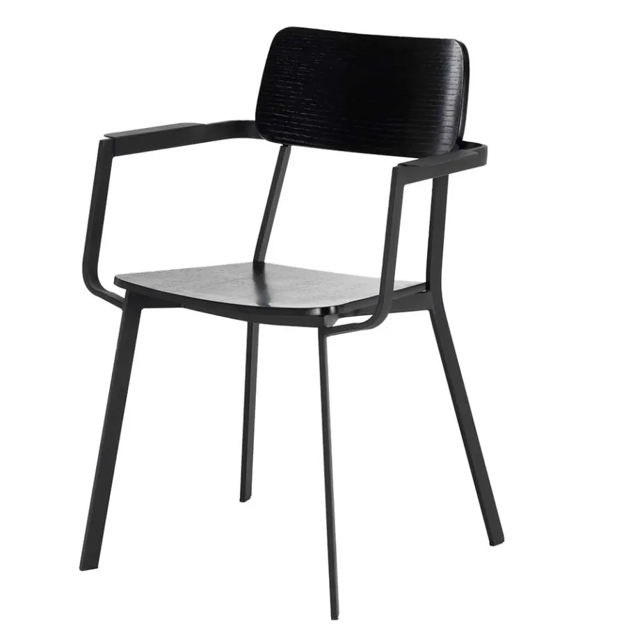 Clearance Wohnen Schwarze Designstühle mit Armlehnen - Lejadro (4er Set)