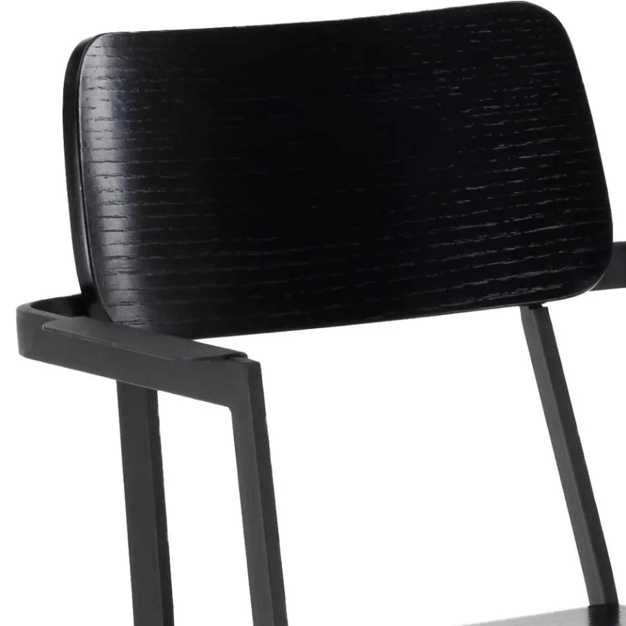 Clearance Wohnen Schwarze Designstühle mit Armlehnen - Lejadro (4er Set)