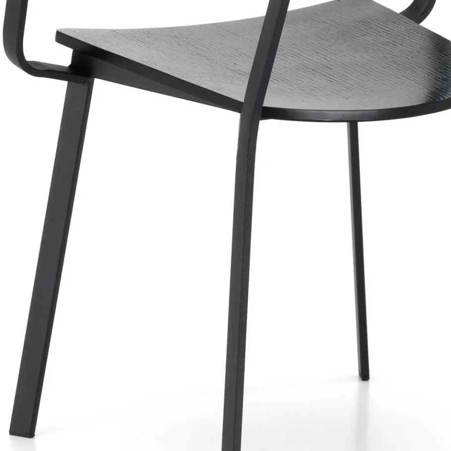 Clearance Wohnen Schwarze Designstühle mit Armlehnen - Lejadro (4er Set)