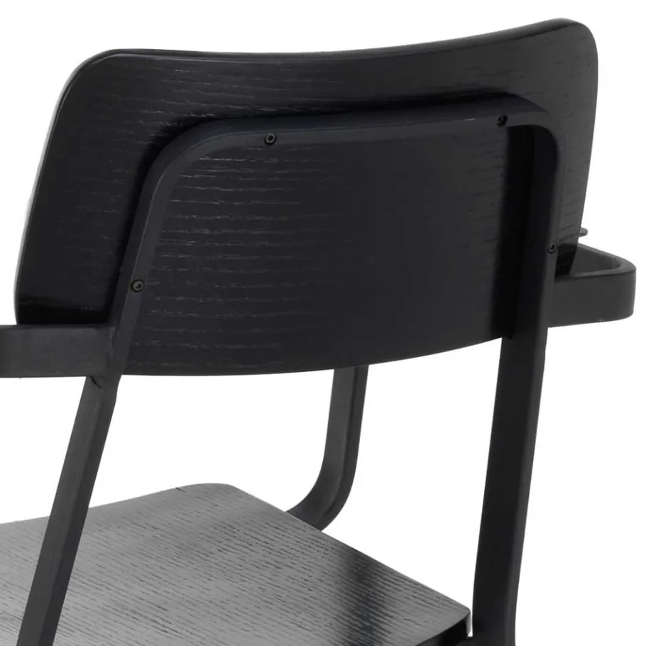 Clearance Wohnen Schwarze Designstühle mit Armlehnen - Lejadro (4er Set)