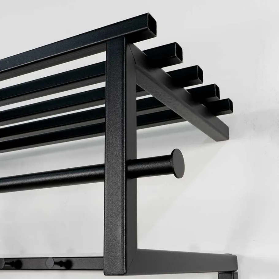 Wohnen Schwarze Hängegarderobe aus Metall mit Hutboden - Estagel