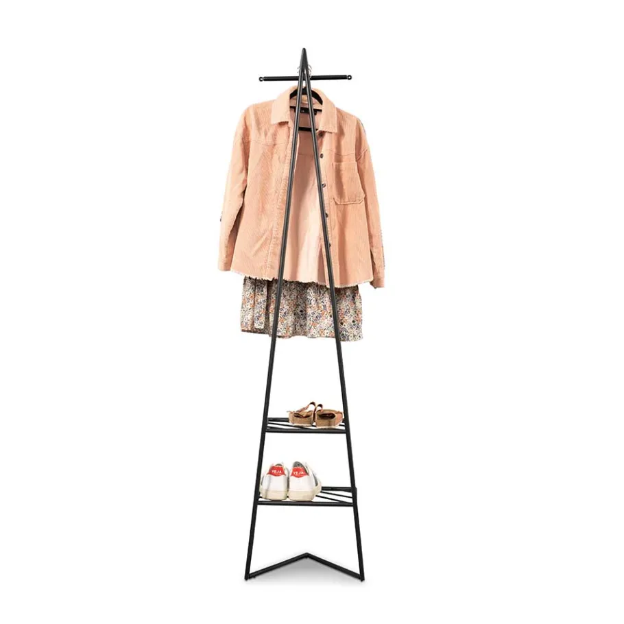 Outlet Wohnen Schwarze Metallgarderobe in modernem Design - Estren