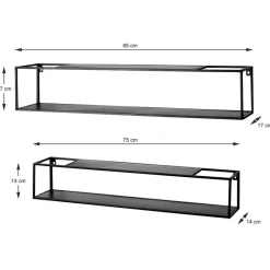 Discount Wohnen Schwarze Wandregale Set - Mikene (zweiteilig)