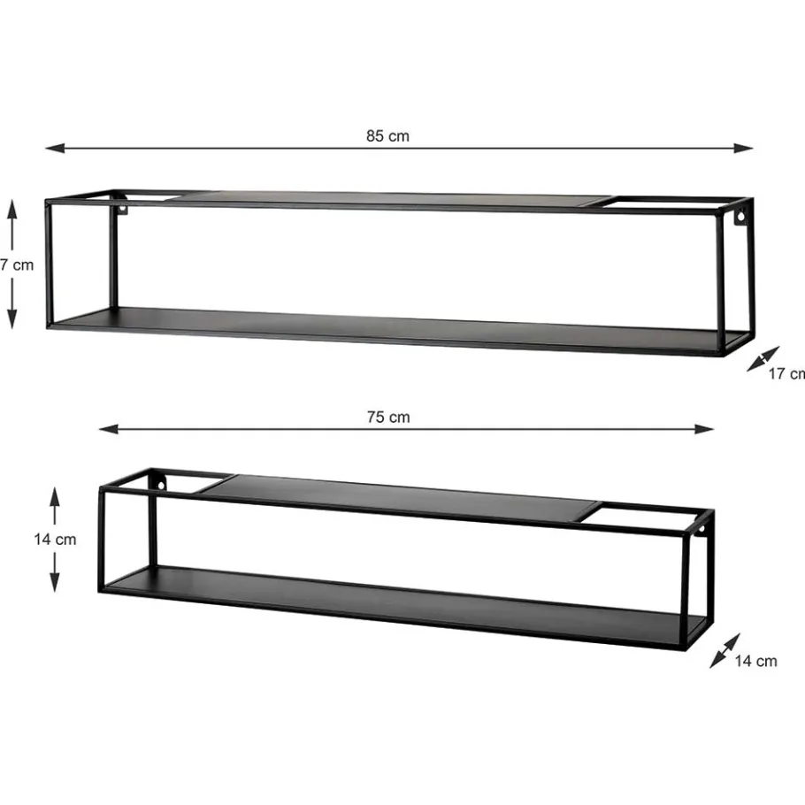 Discount Wohnen Schwarze Wandregale Set - Mikene (zweiteilig)